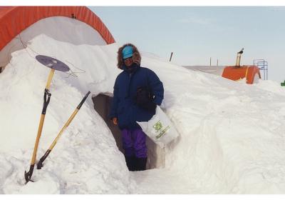 Dr Ameyaw standing around the Igloo