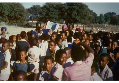 Tree planting campaign with students in Kang Botswana
